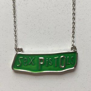 New Rare Sex Pistols Silver Green Enamel Necklace
